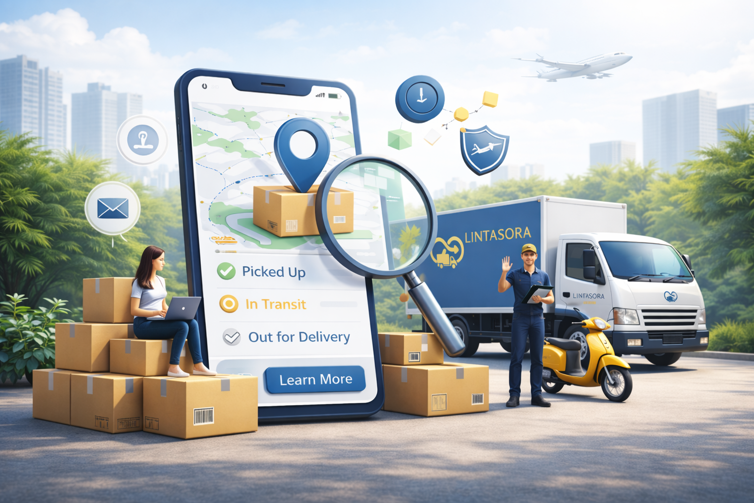 Lacak pengiriman real-time Lintasora